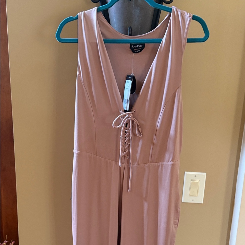 bebe Pink Lace-Up Jumpsuit